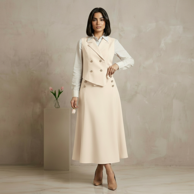 Ensemble Tailleur Jupe & Gilet "Elegance Office" ✨🧥